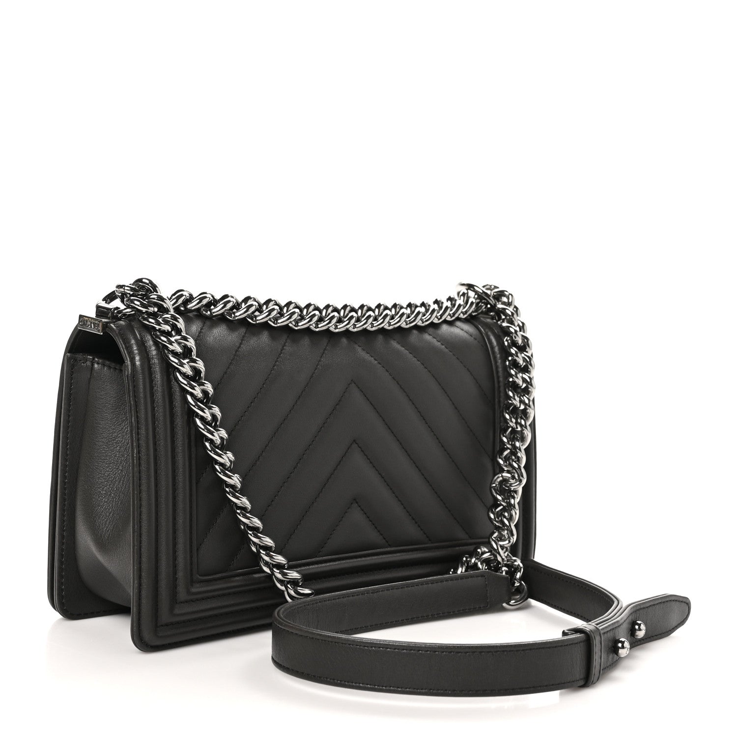 Chanel Lambskin Chevron Quilted Medium Boy Flap Dark Brown 3 of 10