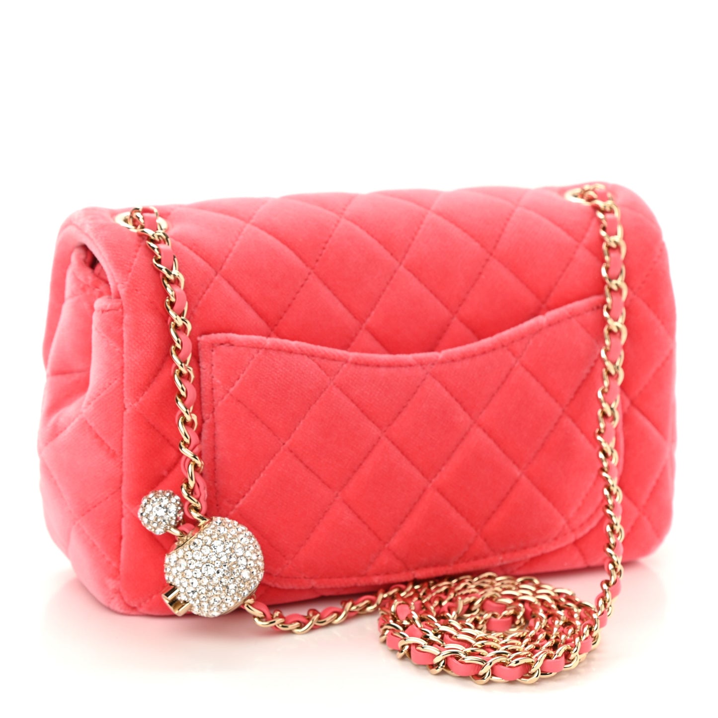 Velvet Quilted Mini Rectangular Pearl Crush Flap Coral