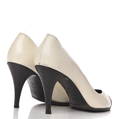 Chanel Lambskin Cap Toe Pumps 38 White Black 3 of 20