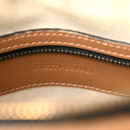 Gucci Monogram Textured Dollar Calfskin Web Mini Bauletto Duffle Top Handle Bag Black Koi Beige 7 of 13