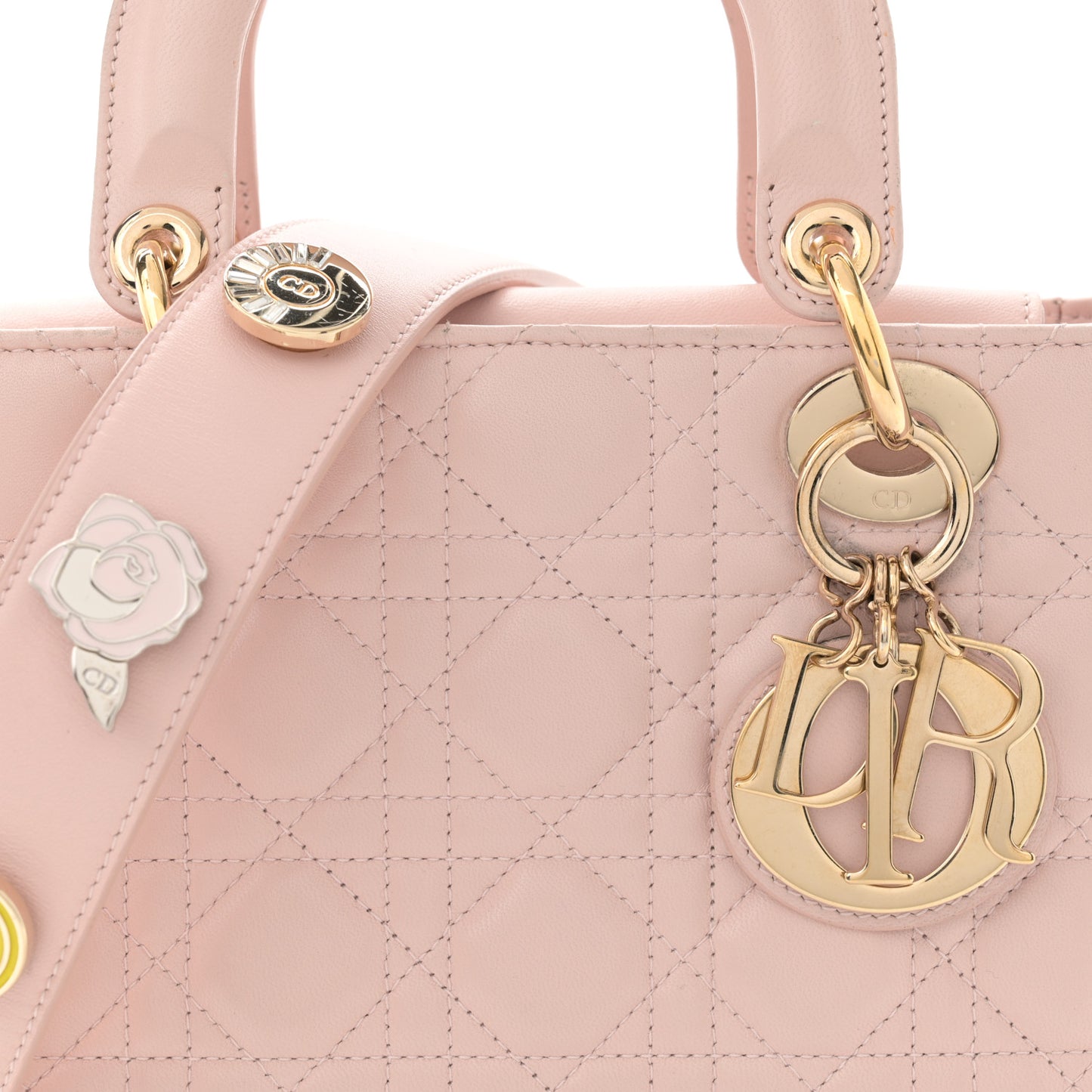 Lambskin Cannage Small Lucky Badges My Lady Dior Pink