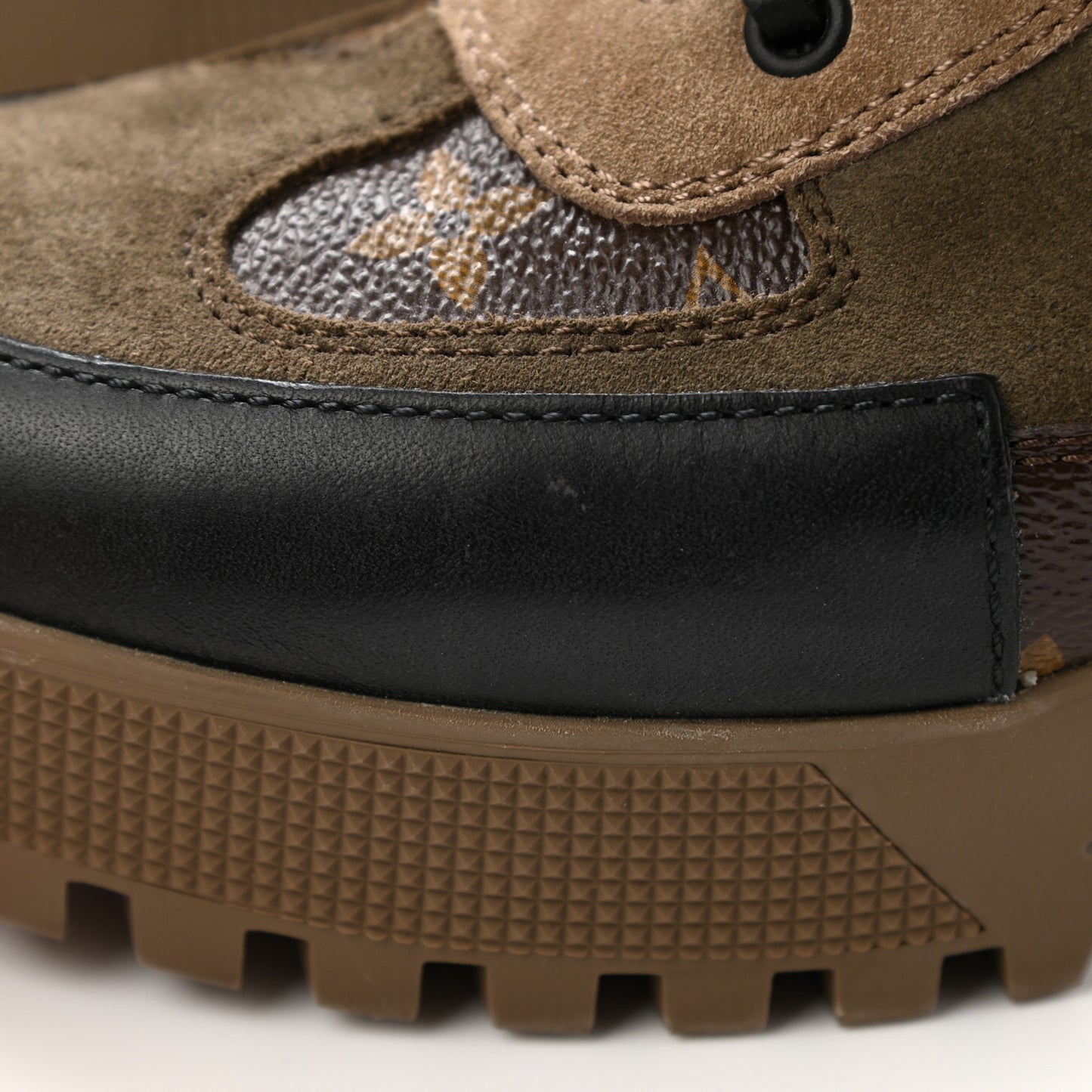 Suede Calfskin Monogram Laureate Platform Desert Boots 38 Taupe