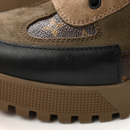 Louis Vuitton Suede Calfskin Monogram Laureate Platform Desert Boots 38 Taupe 10 of 17