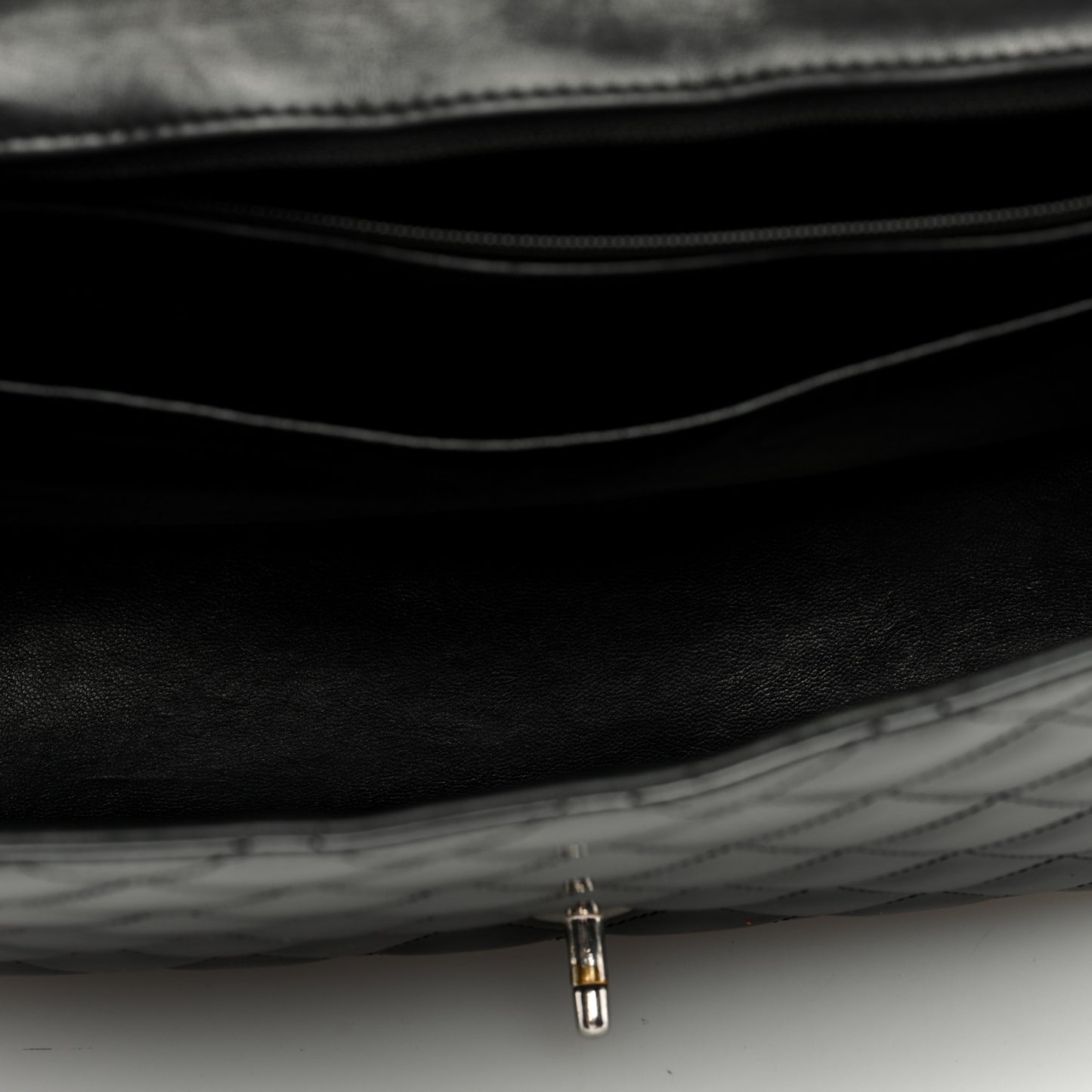 Patent Quilted Maxi Single Flap Black