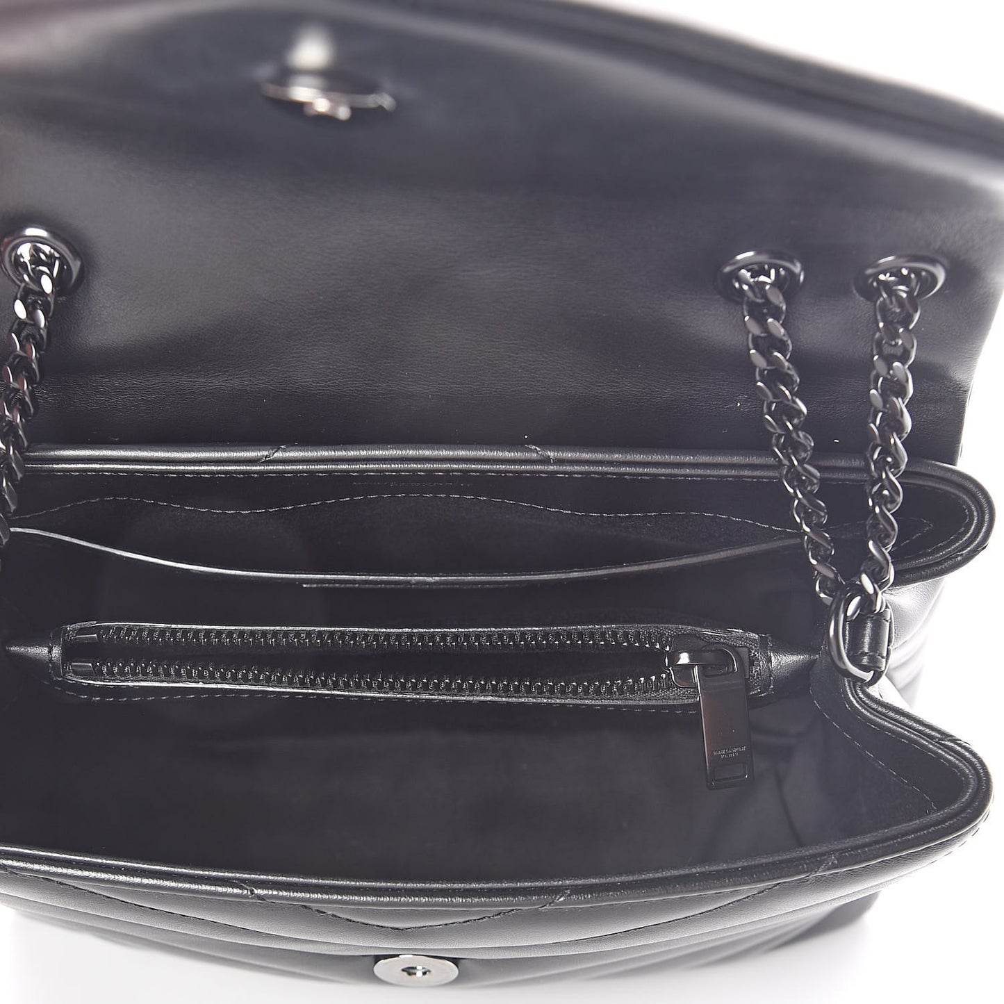 Calfskin Y Quilted Monogram Small Loulou Chain Satchel Black