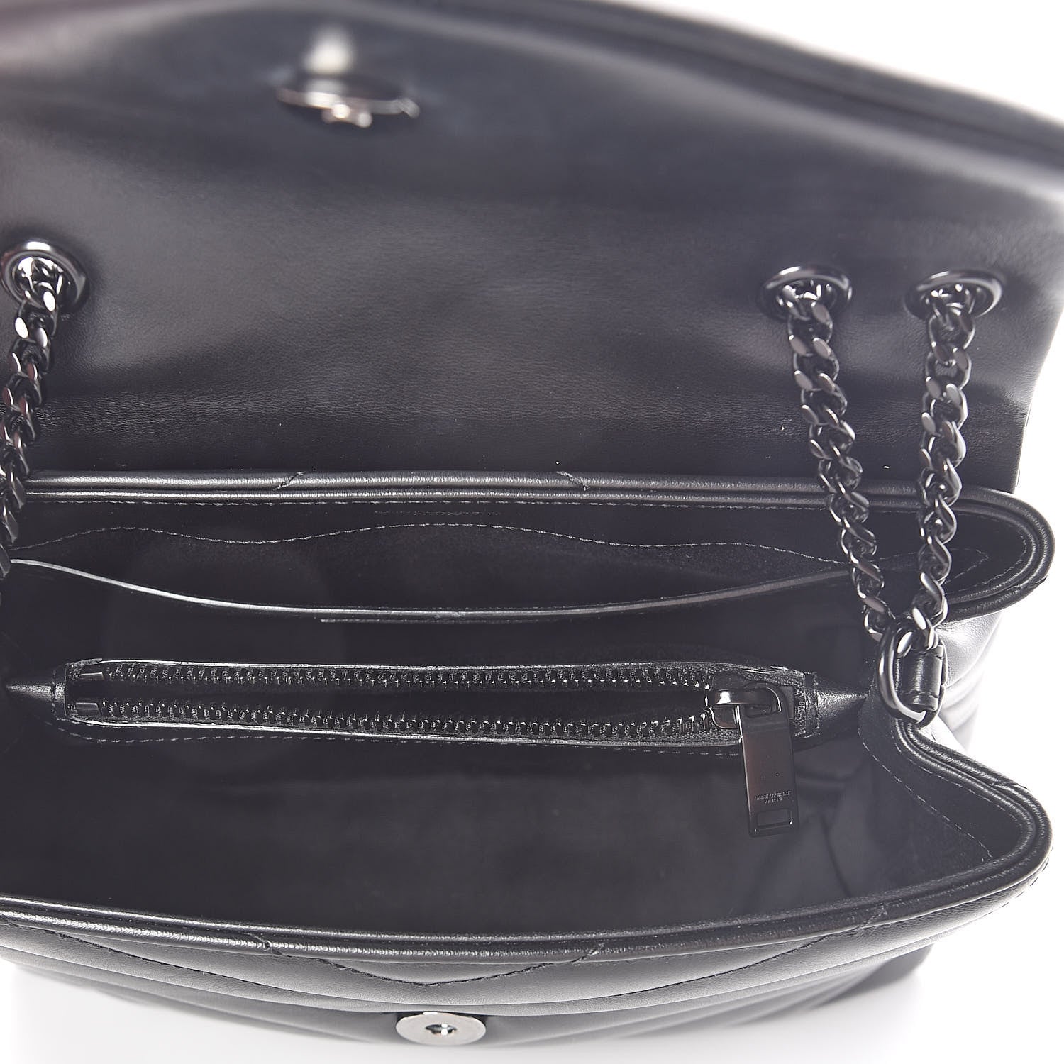 Saint Laurent Calfskin Y Quilted Monogram Small Loulou Chain Satchel Black 5 of 9