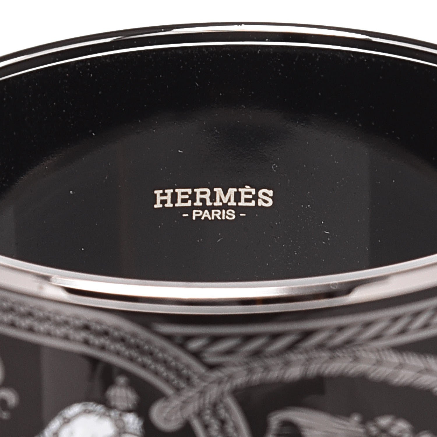 Hermes Enamel Printed Grand Apparat Extra Wide Bracelet 65 Black 4 of 6