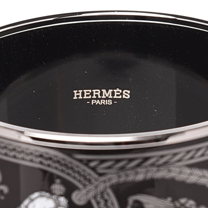 Hermes Enamel Printed Grand Apparat Extra Wide Bracelet 65 Black 4 of 6