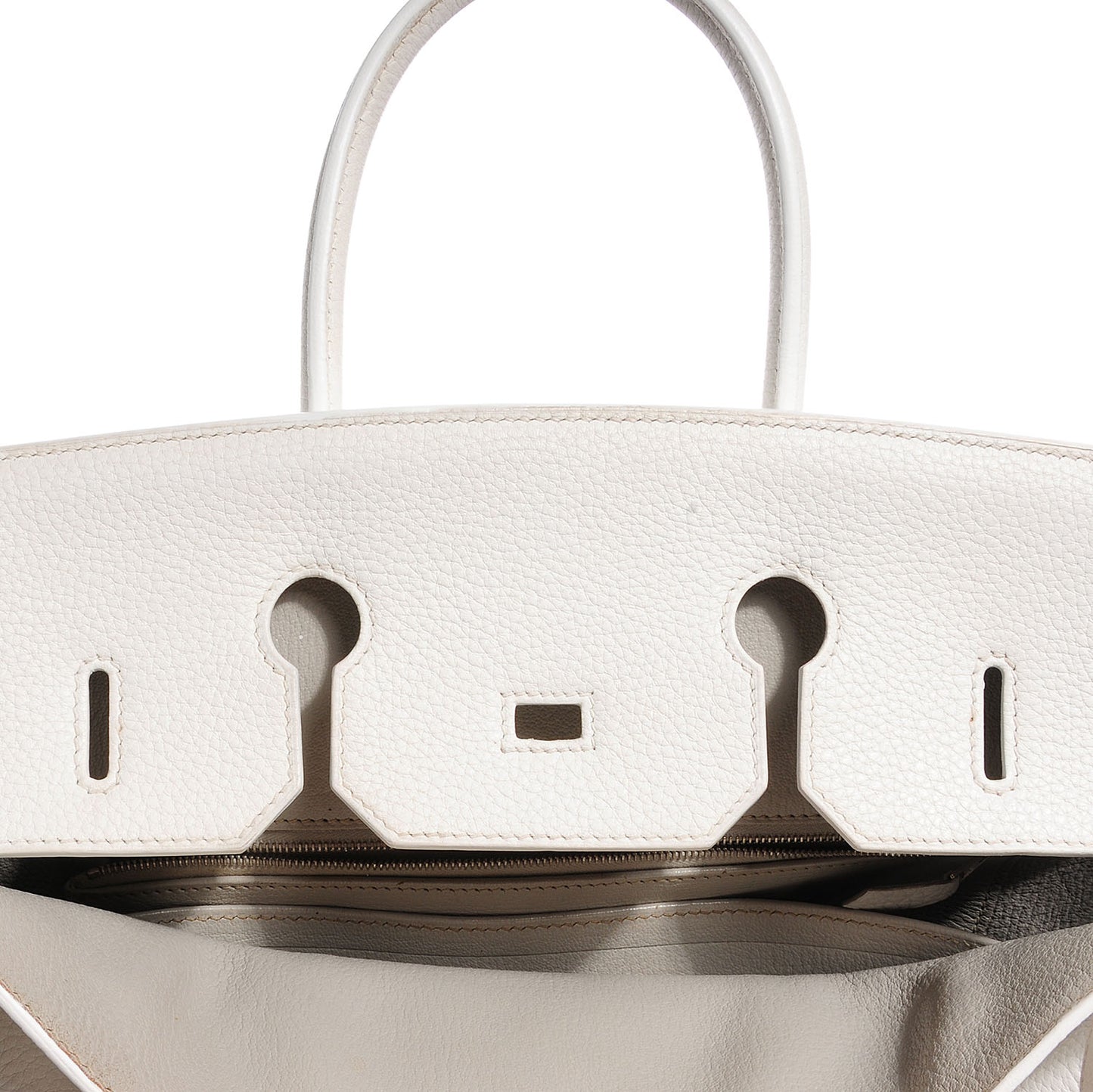 Taurillon Clemence Lizard Club Birkin 35 Blanc Gris Perle Sanguine