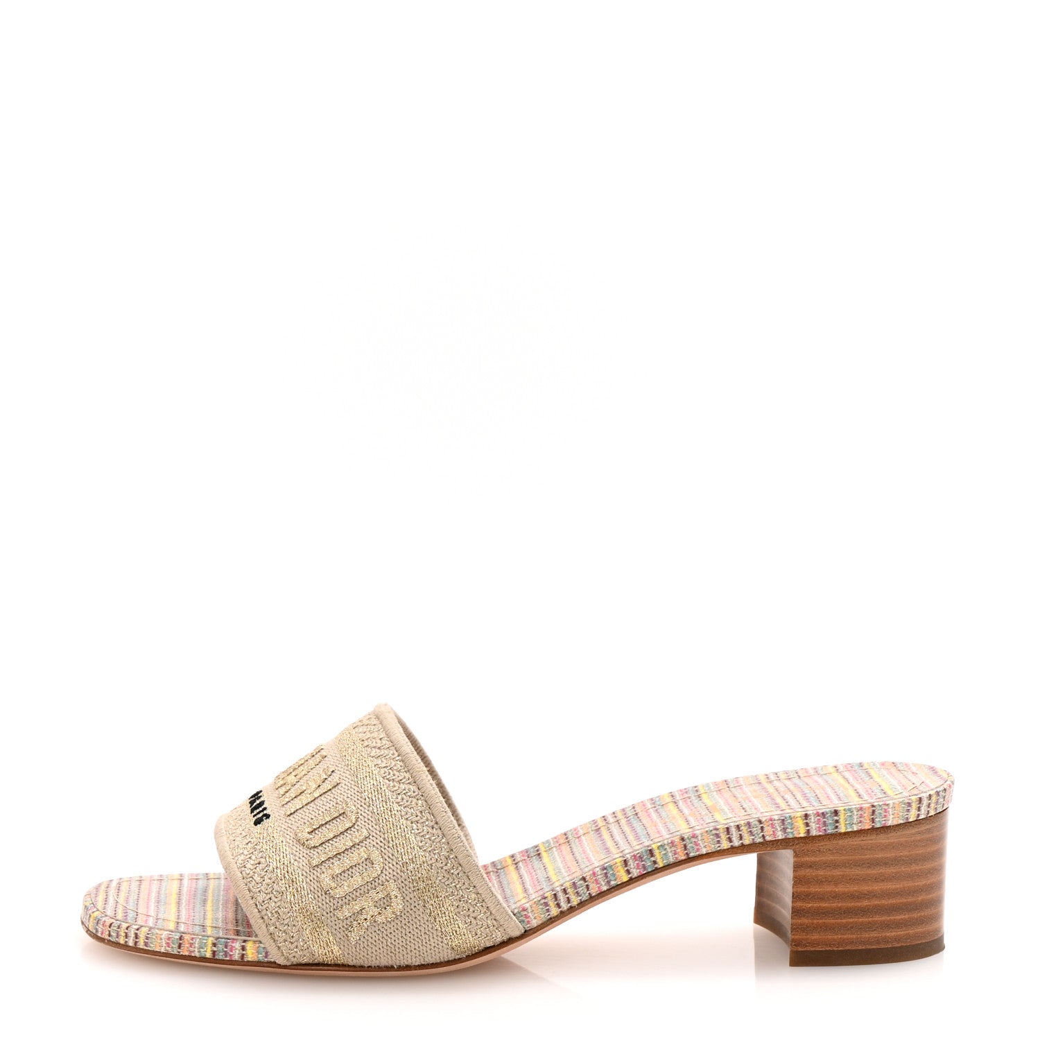 Christian Dior Lurex Romance Embroidered Dway 40mm Slide Sandals 36.5 Metal Multicolor 1 of 10