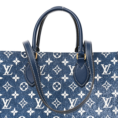 Louis Vuitton Monogram Jacquard Denim Onthego MM Bleu 7 of 9