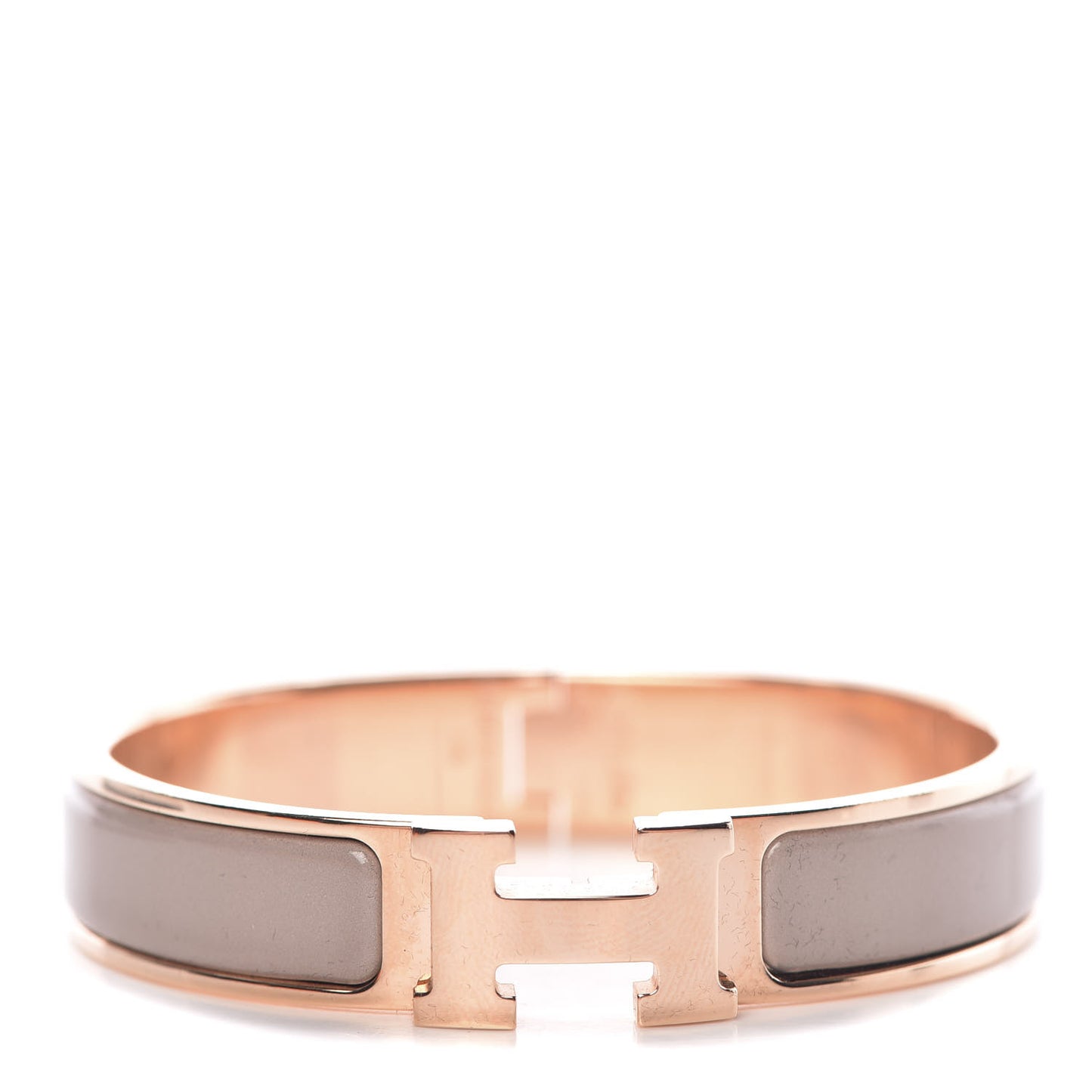 Enamel Clic Clac H Narrow Bracelet PM Marron Glace