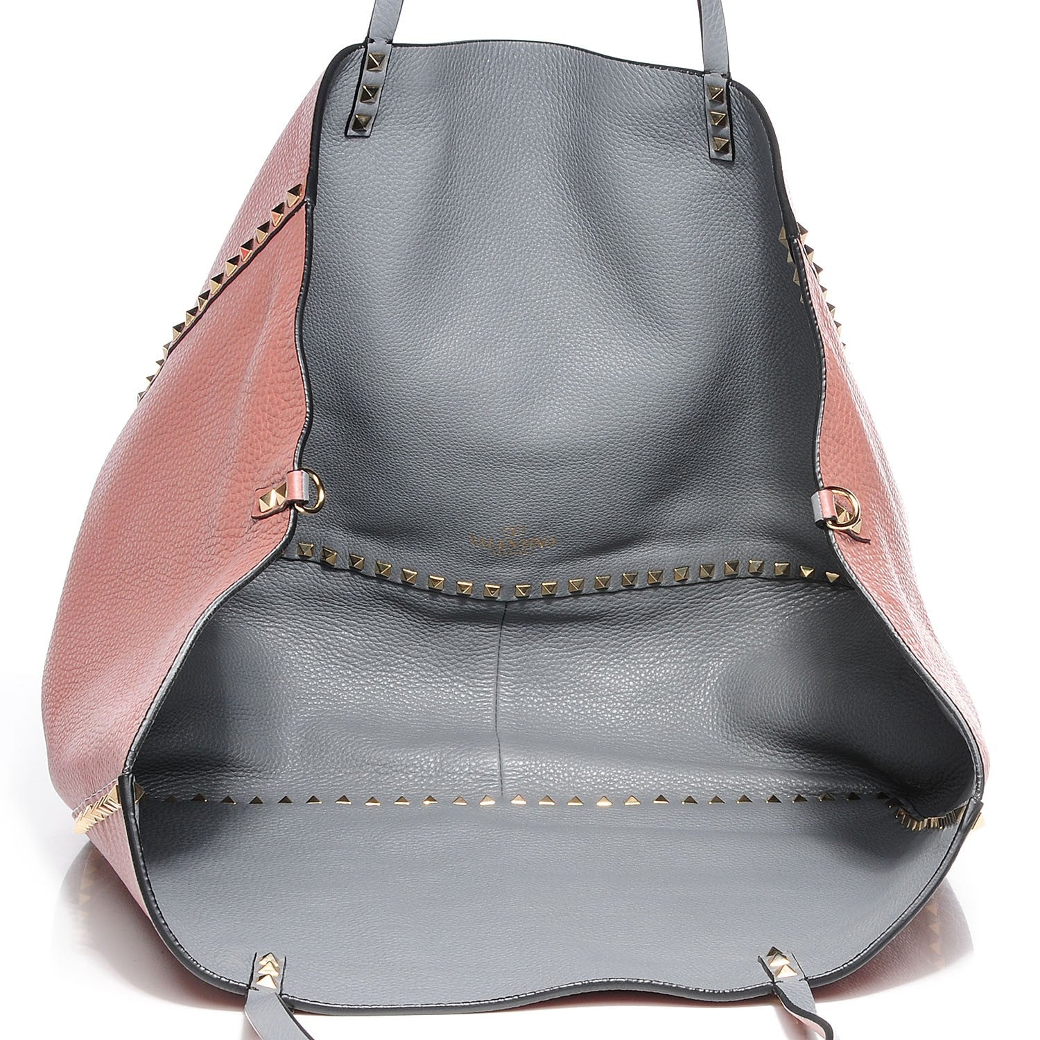 Valentino Garavani Grained Calfskin Medium Rockstud Reversible Tote Dark Rose Grey 5 of 6