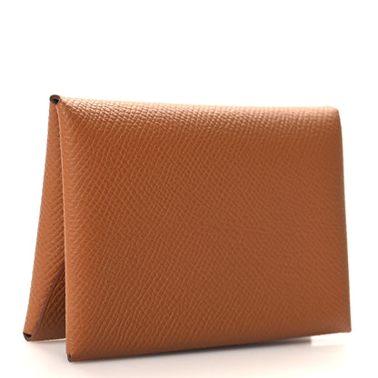Hermes Epsom Calvi Duo Card Case Gold 3 of 8