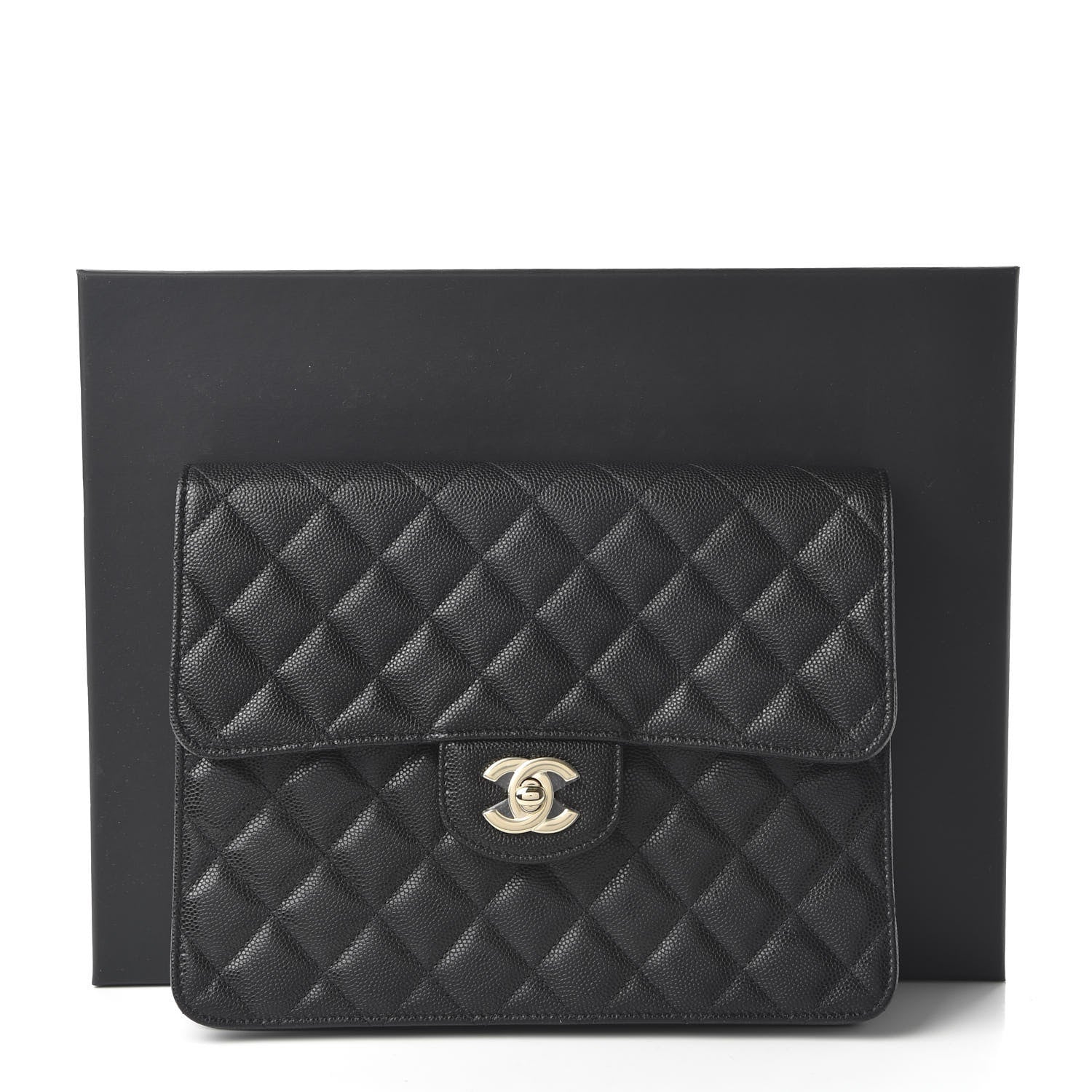 Chanel Caviar Quilted Square Flap Clutch Black 11 of 11