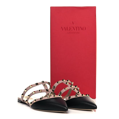 Valentino Garavani Rockstud Flat Cage Mules 38.5 Black Poudre 8 of 8