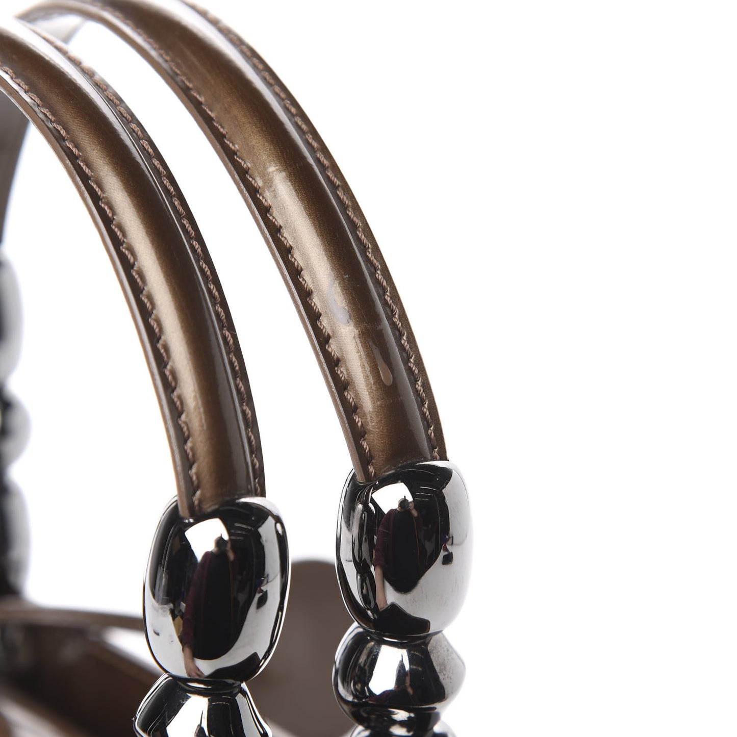 Patent Beaded Malice Tote Brown
