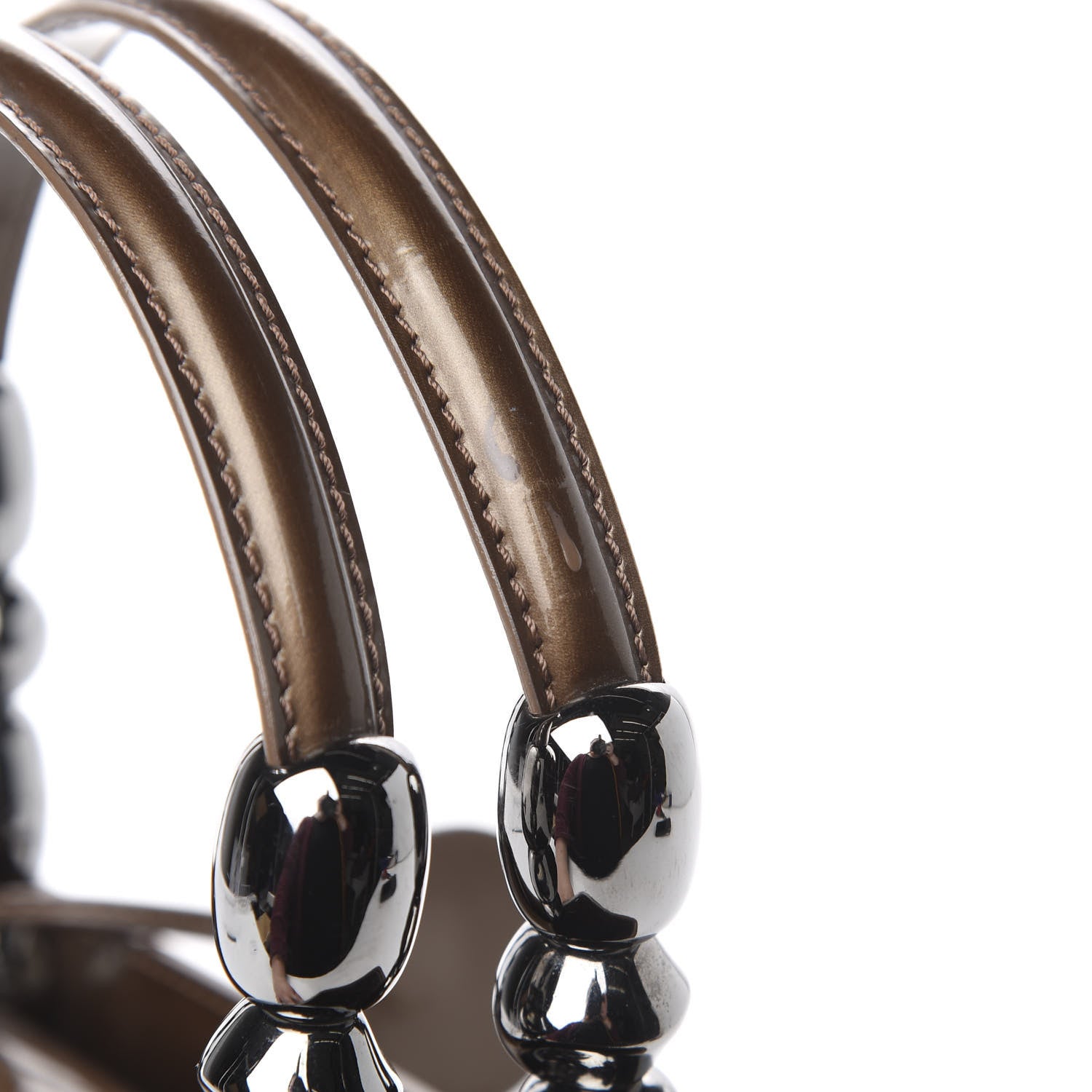 Christian Dior Patent Beaded Malice Tote Brown 8 of 12