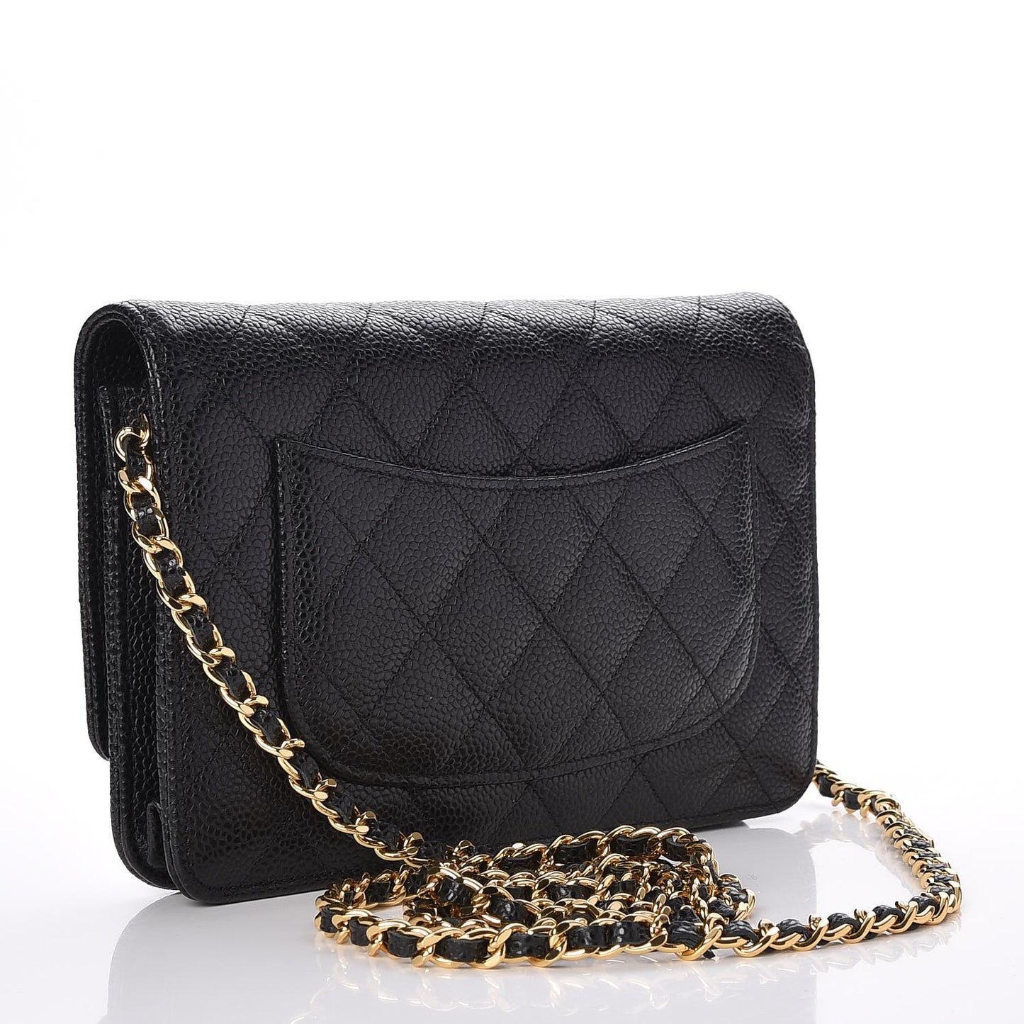 Caviar Quilted Wallet On Chain WOC Black