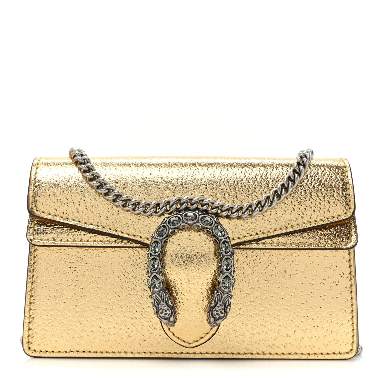 Metallic Calfskin Super Mini Dionysus Shoulder Bag Gold