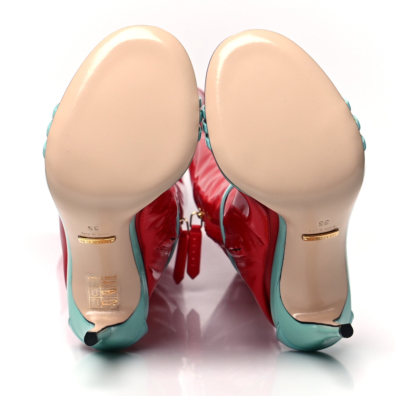 Gucci Patent Strappy Removable Sock Ilse Boots 35 Hibiscus Red New Acquamarine 5 of 6