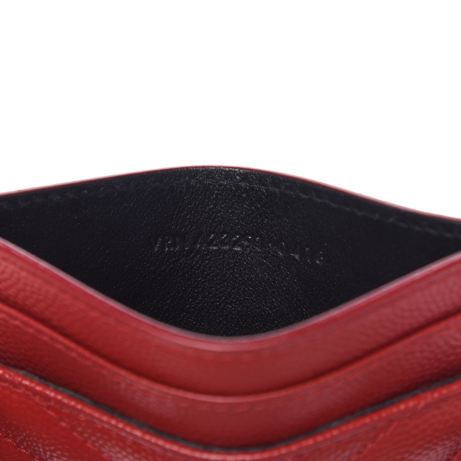 Saint Laurent Grain De Poudre Matelasse Chevron Monogram Credit Card Case New Red 7 of 7