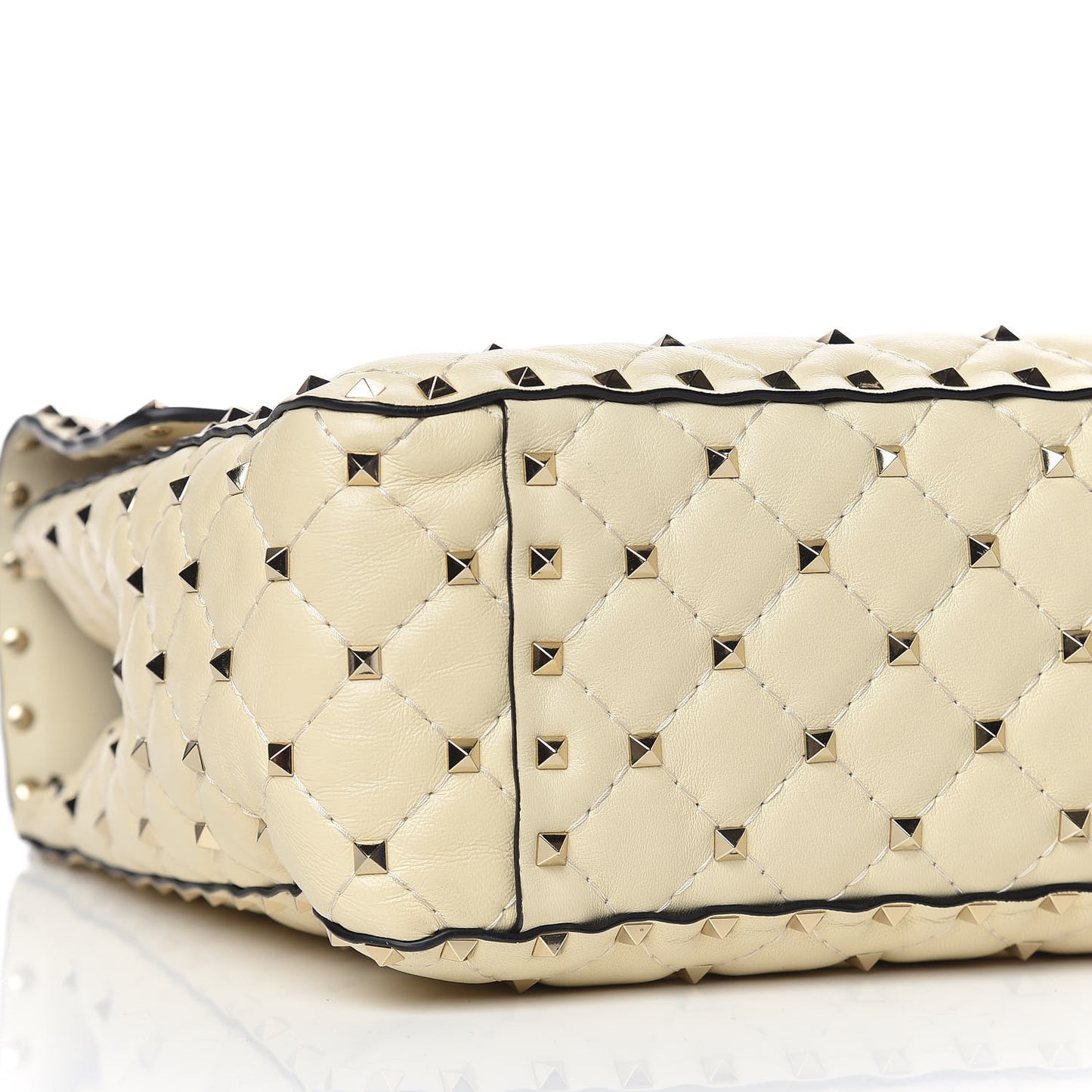 Nappa Maxi Rockstud Spike Shoulder Bag Light Ivory