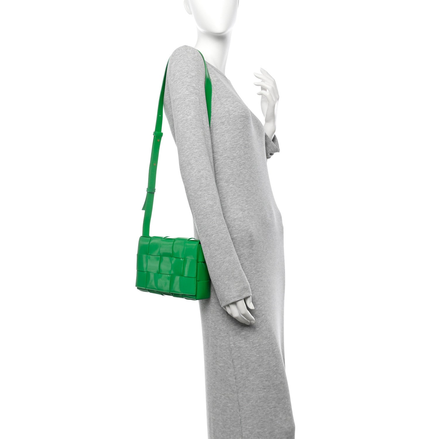 Bottega Veneta Patent Maxi Intrecciato Cassette Crossbody Bag Grass 2 of 11