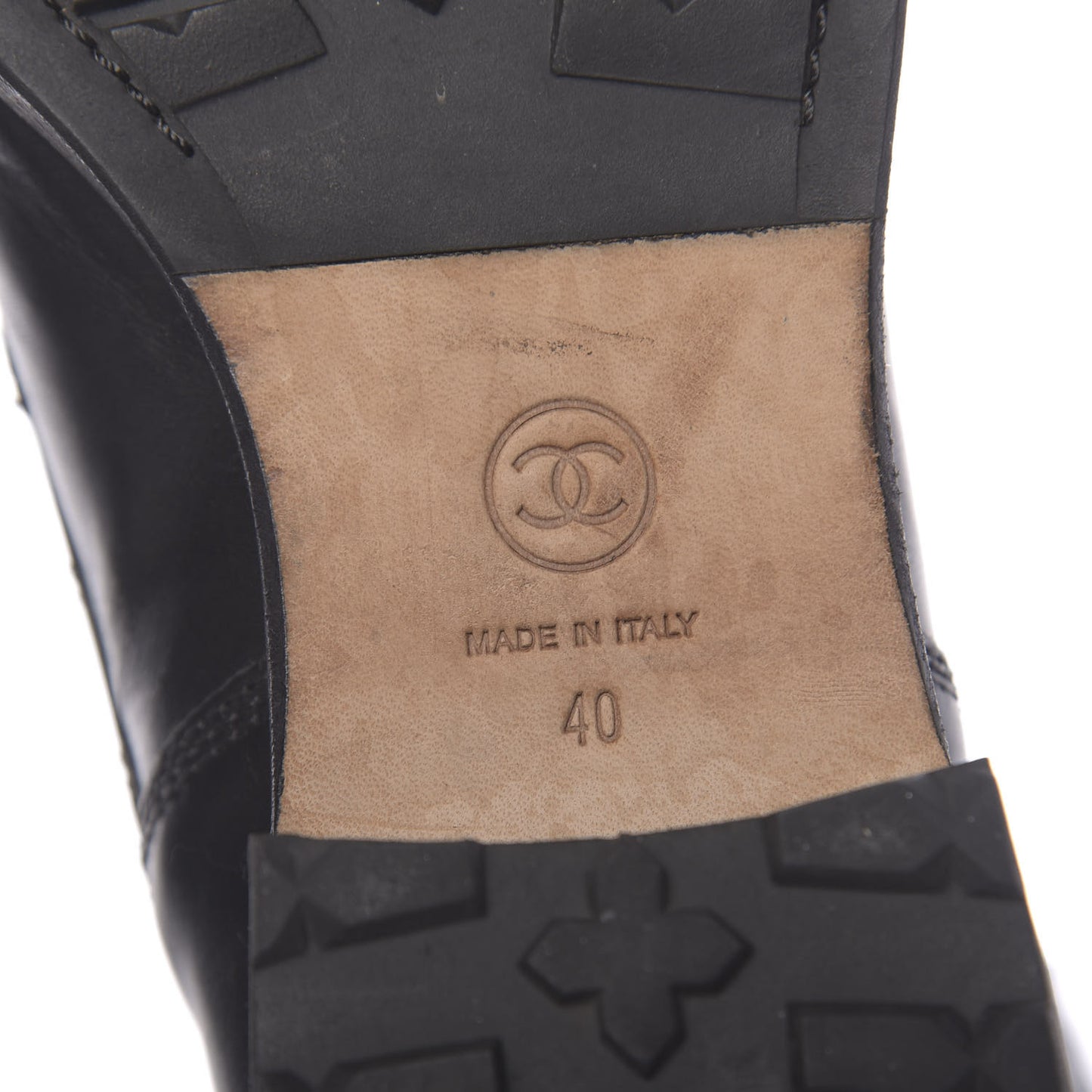 Calfskin Quilted Cap Toe Combat Boots 40 Black