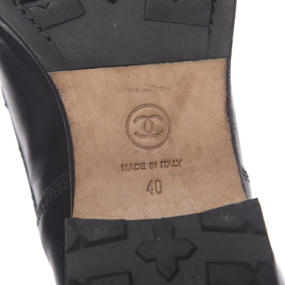 Chanel Calfskin Quilted Cap Toe Combat Boots 40 Black 6 of 8