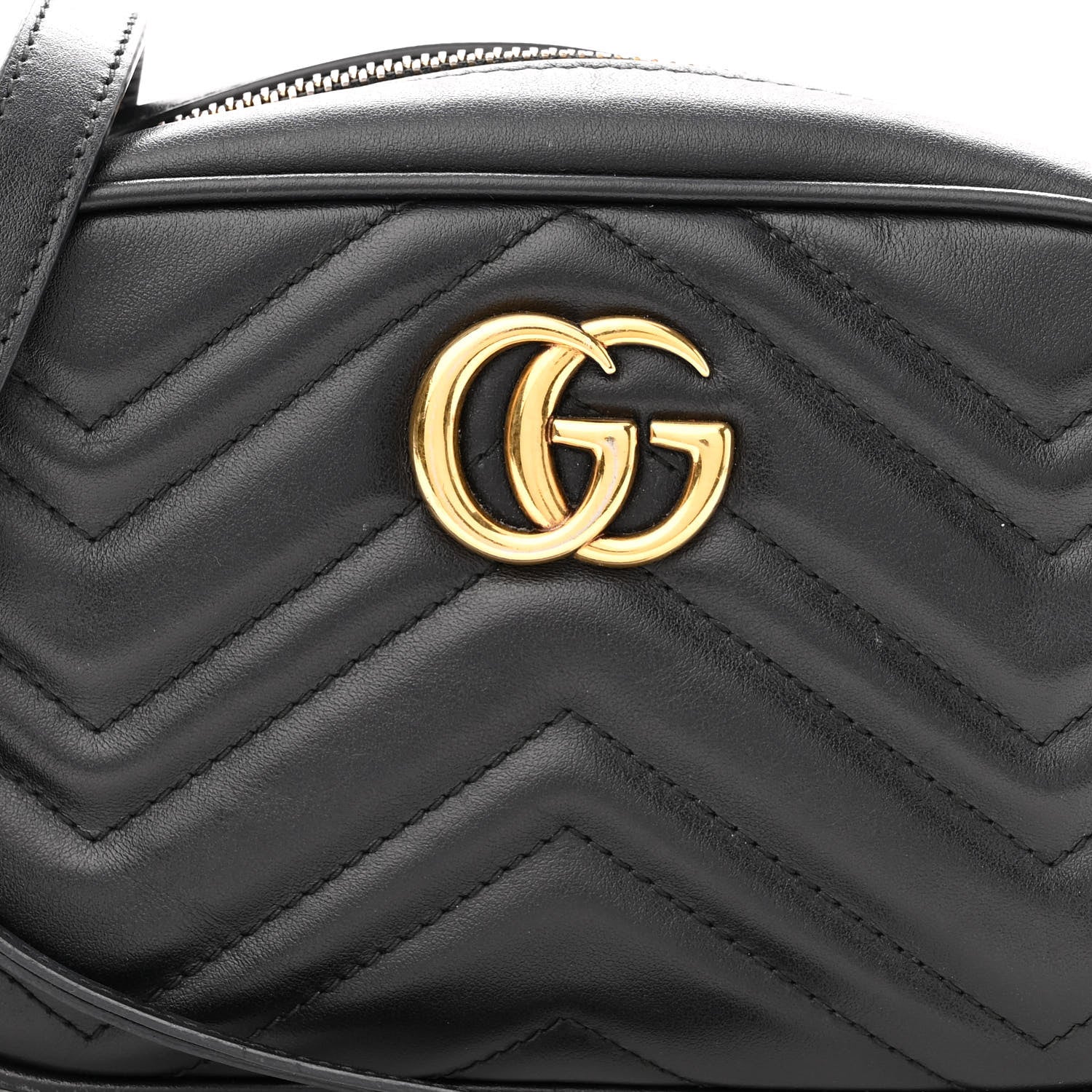 Gucci Calfskin Matelasse Mini GG Marmont Chain Shoulder Bag Black 8 of 12