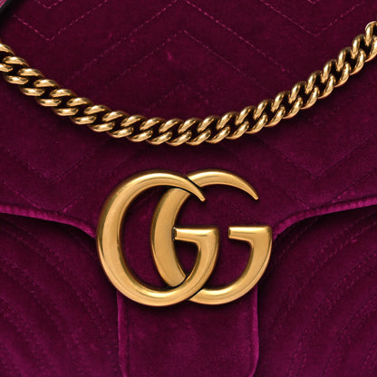 Gucci Velvet Matelasse Medium GG Marmont Shoulder Bag Fuchsia Violet Cyclamen 8 of 10