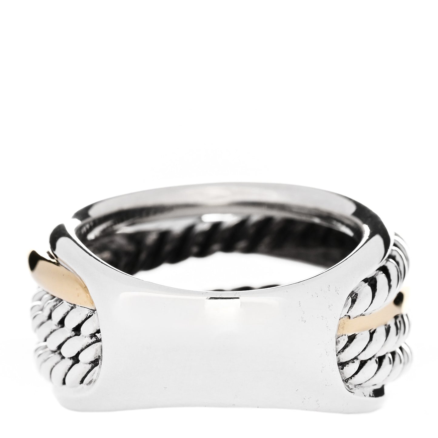 Sterling Silver 14K Yellow Gold Wide Crossover Ring 54 7