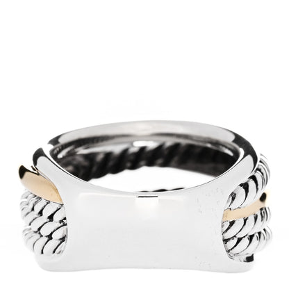 David Yurman Sterling Silver 14K Yellow Gold Wide Crossover Ring 54 7 3 of 4