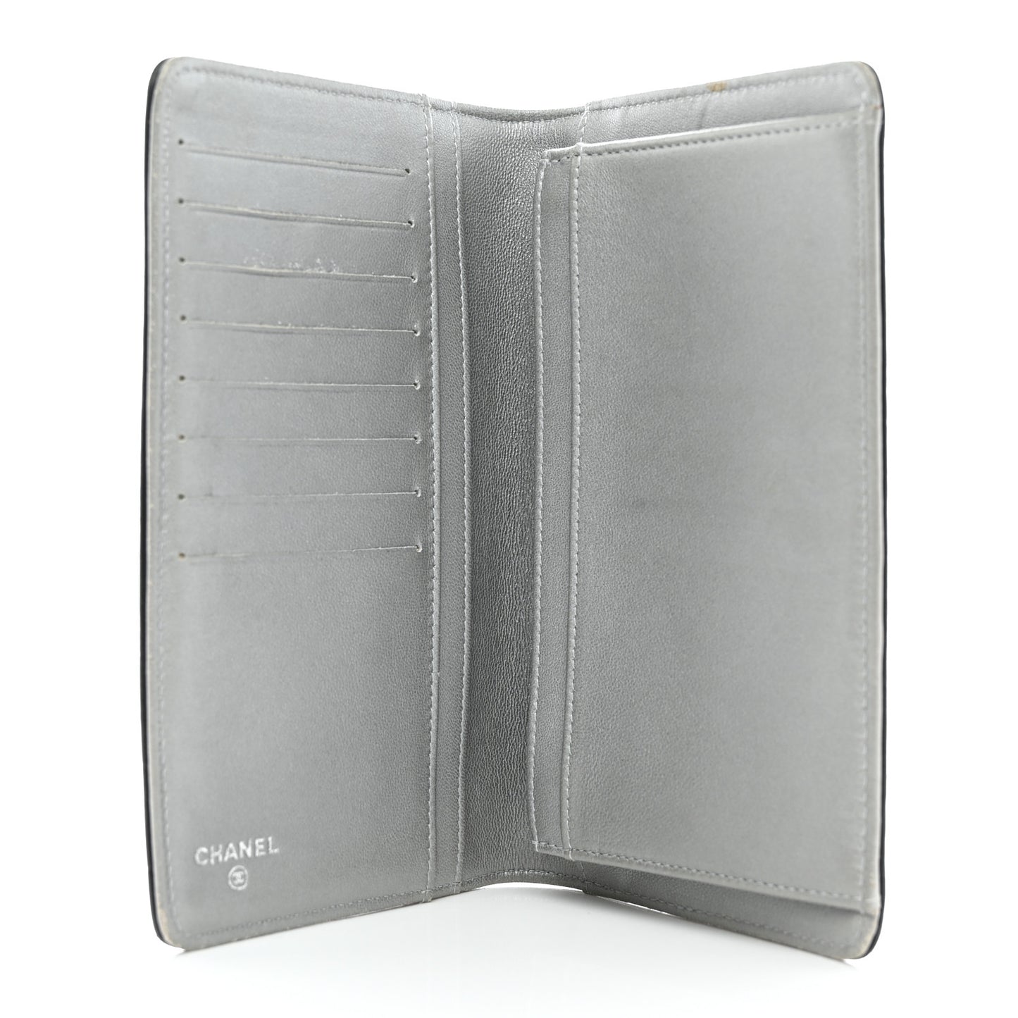 Lambskin Camellia Embossed Yen Wallet Black