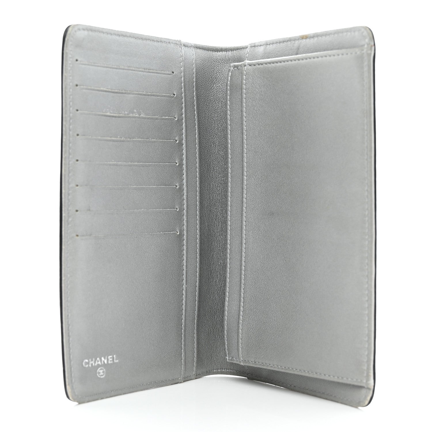 Chanel Lambskin Camellia Embossed Yen Wallet Black 5 of 13