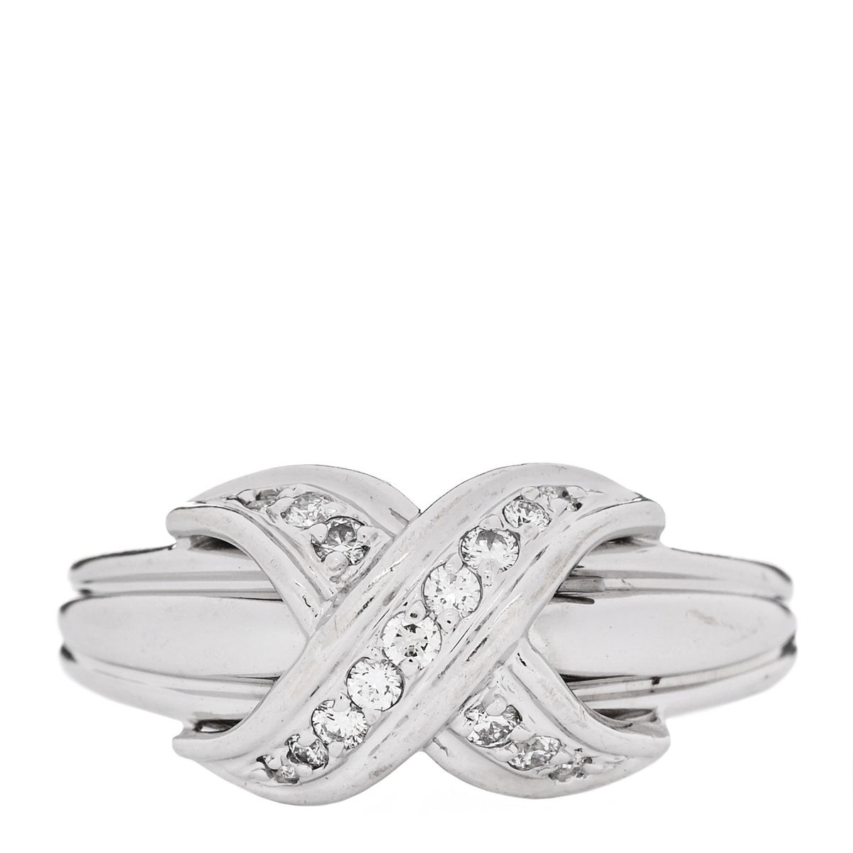 18K White Gold Diamond Signature X Ring 56 7.5