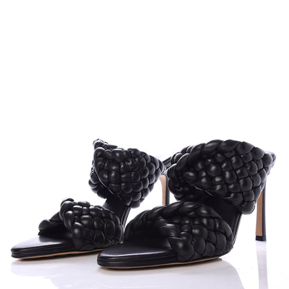 Bottega Veneta Nappa Twisted Padded Intrecciato Curve Slide Sandals 38.5 Black 2 of 9