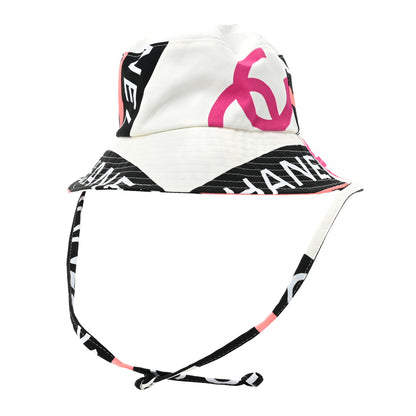 Chanel Cotton Logo Cloche Hat M Ecru Black Pink 3 of 5