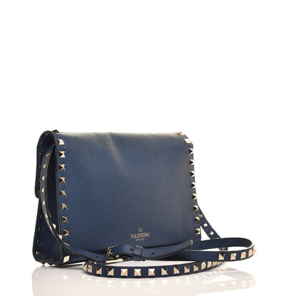 Valentino Garavani Pebbled Calfskin Medium Rockstud Flip Lock Crossbody Bag Peacock 3 of 9