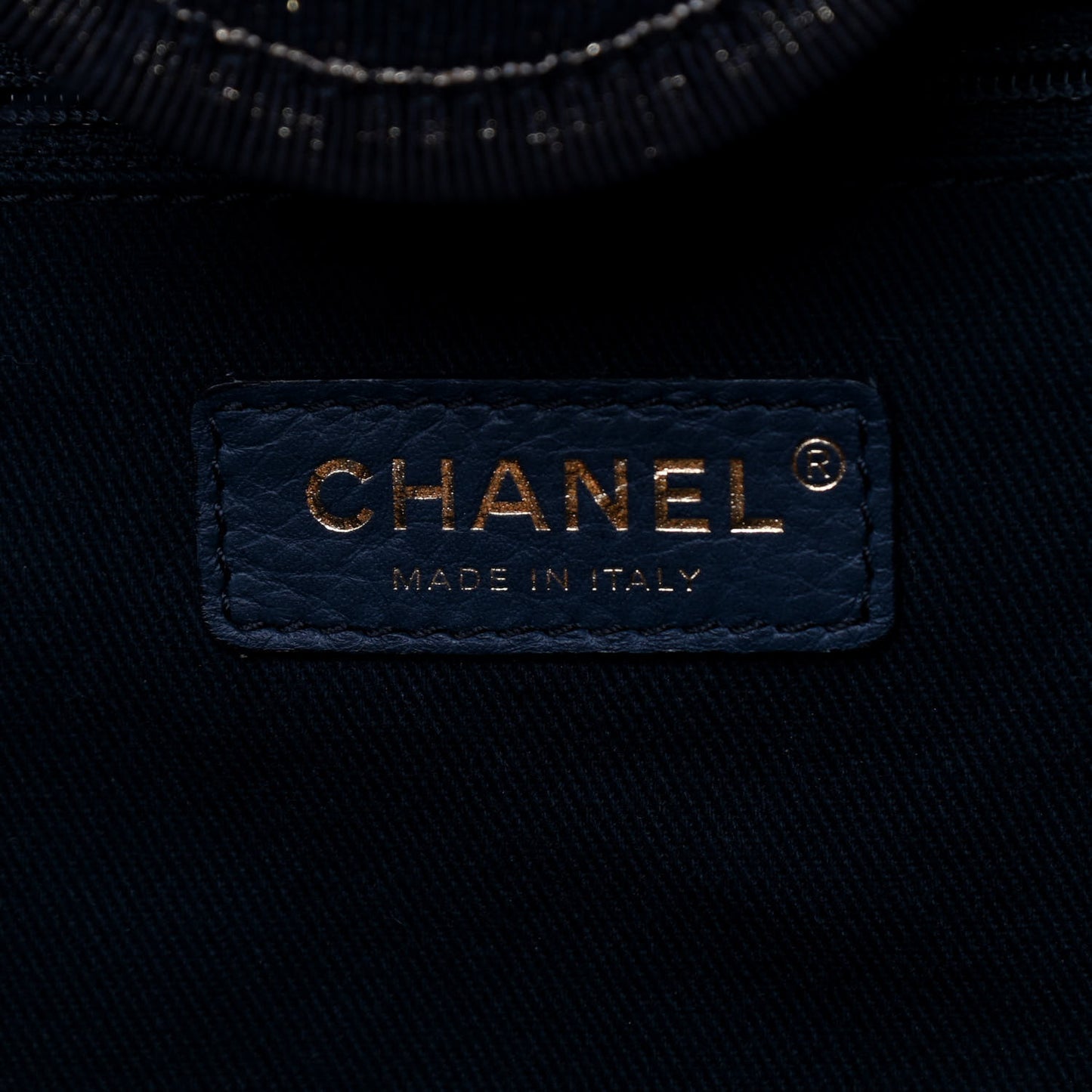 Lurex Canvas Medium Deauville Tote Navy Blue Gold