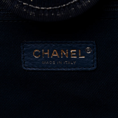 Chanel Lurex Canvas Medium Deauville Tote Navy Blue Gold 6 of 16