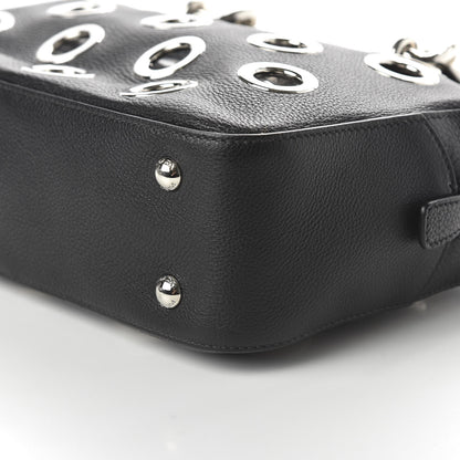 Prada Vitello Daino Grommet Chain Satchel Bag Black 8 of 10