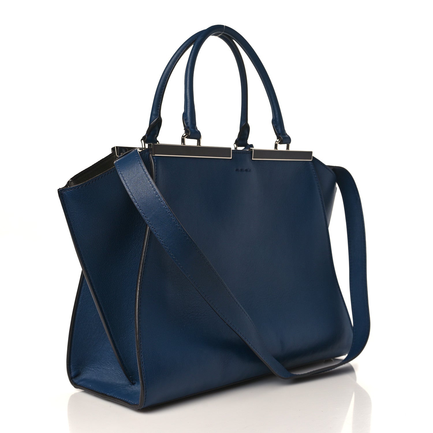 Fendi Vitello Dolce Shiny Nappa Petite 3Jours Tote Blue 3 of 9