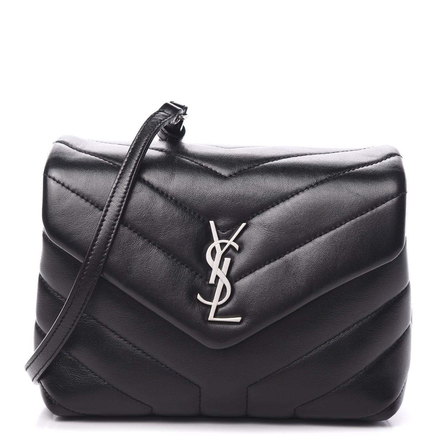Calfskin Y Quilted Monogram Toy Loulou Crossbody Bag Black