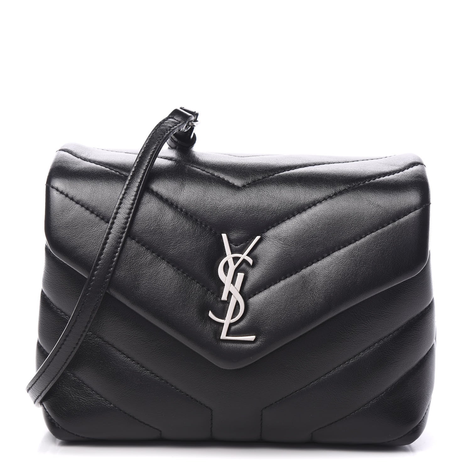 Saint Laurent Calfskin Y Quilted Monogram Toy Loulou Crossbody Bag Black 1 of 8