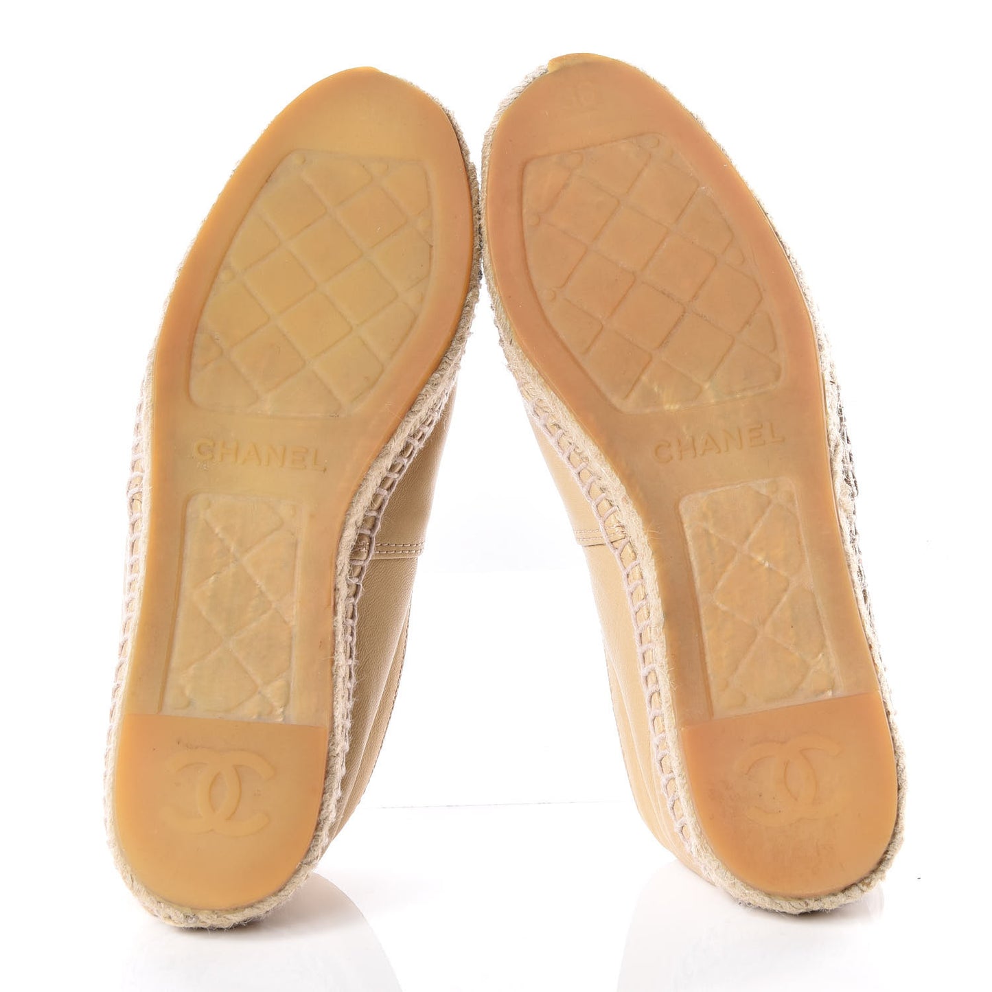 Lambskin CC Espadrilles 36 Beige Black