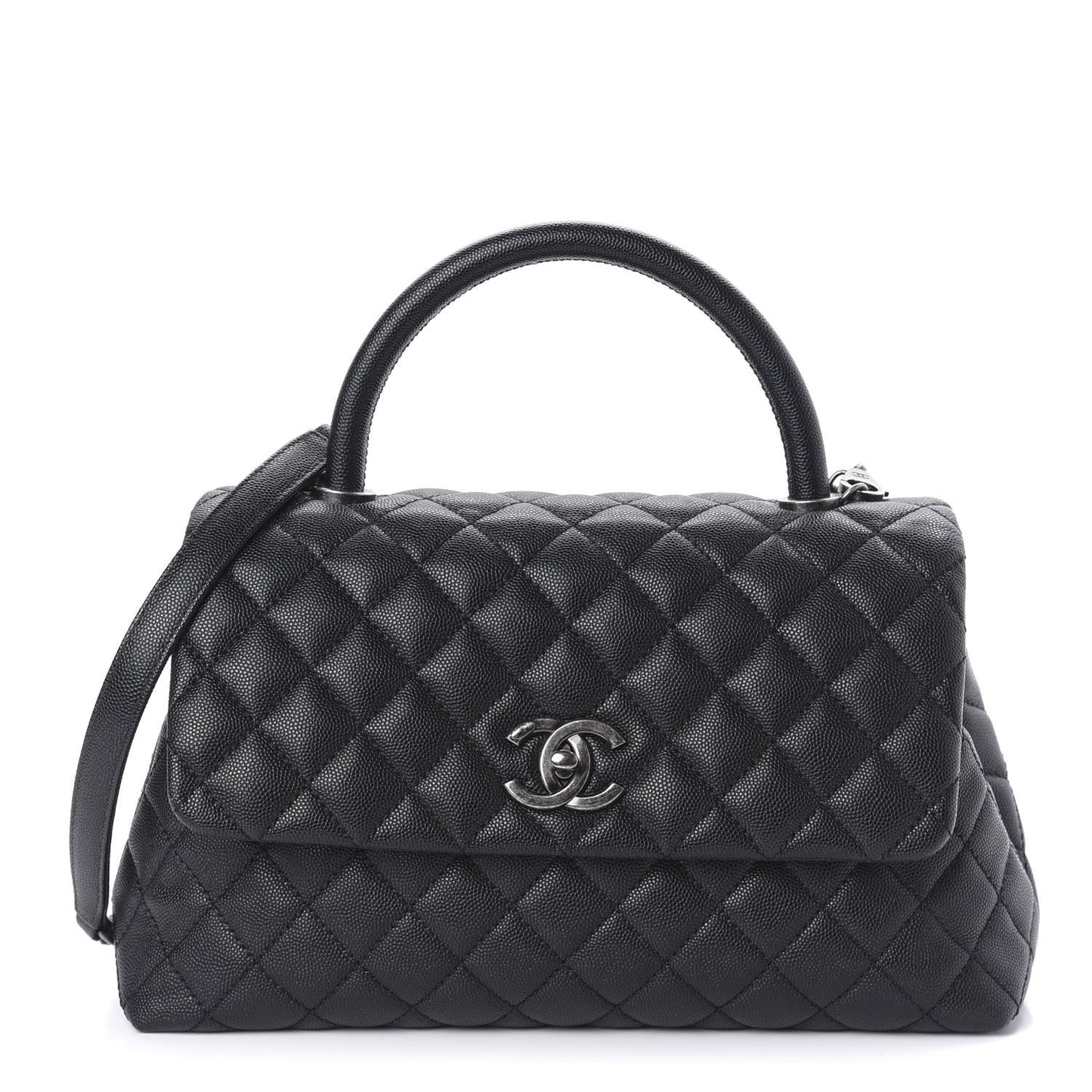 Caviar Quilted Small Coco Handle Flap Black