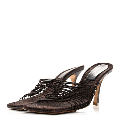 Bottega Veneta Raffia Elasticized Stretch Mule Sandals 39 Bitter Chocolate 4 of 11