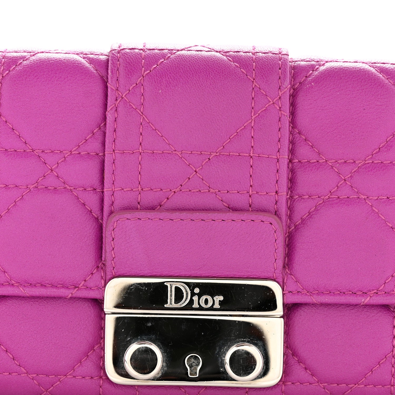Christian Dior Lambskin Cannage Miss Dior Chain Wallet Dark Pink 10 of 12